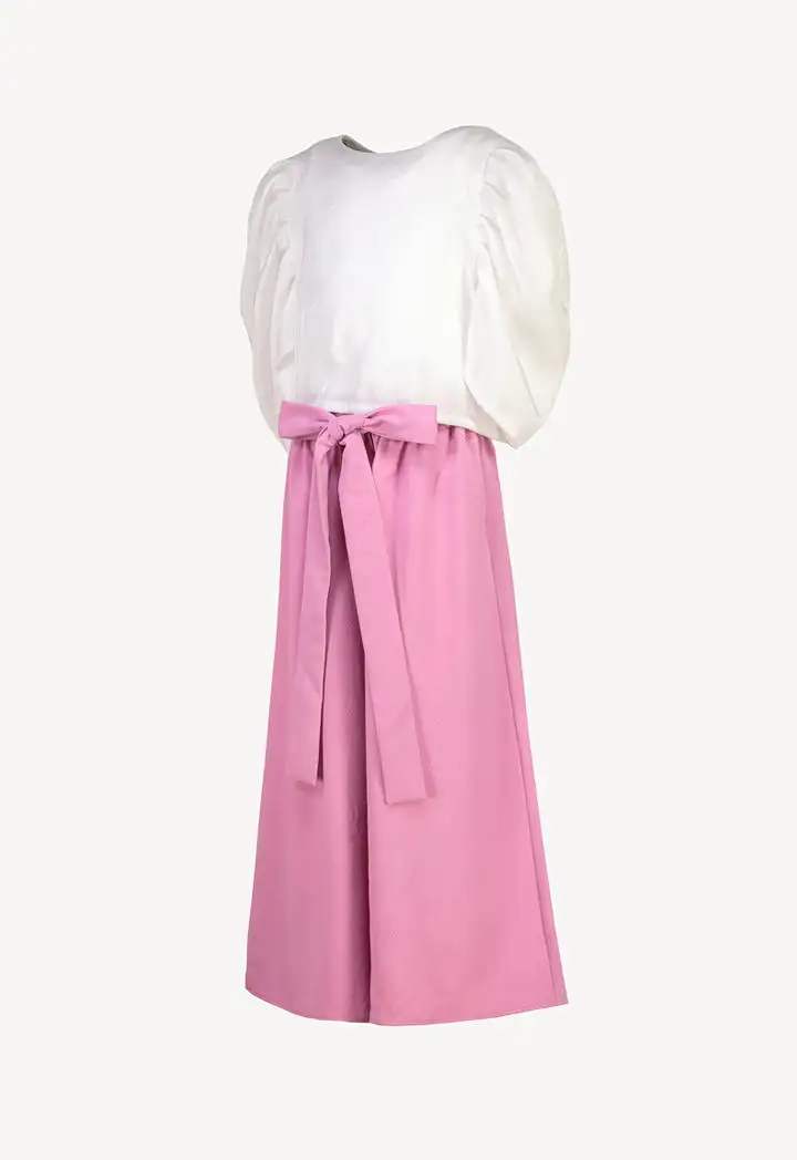 Wide Leg Pleated Puff Sleeve Blouse And Palazzo Set