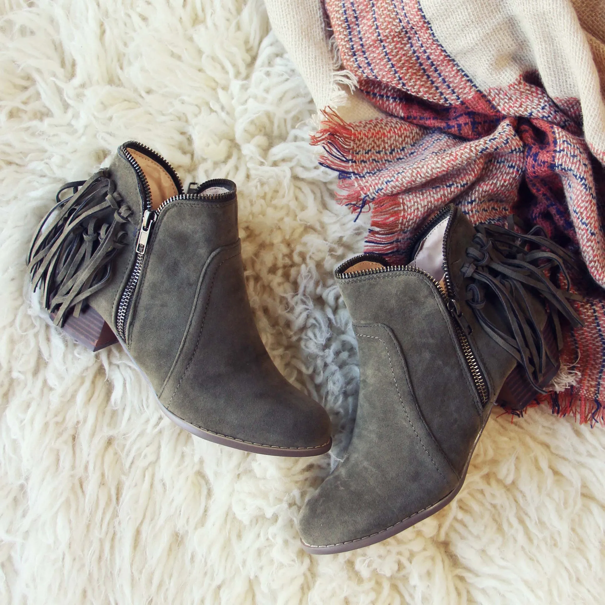 Wild Olive Fringe Booties