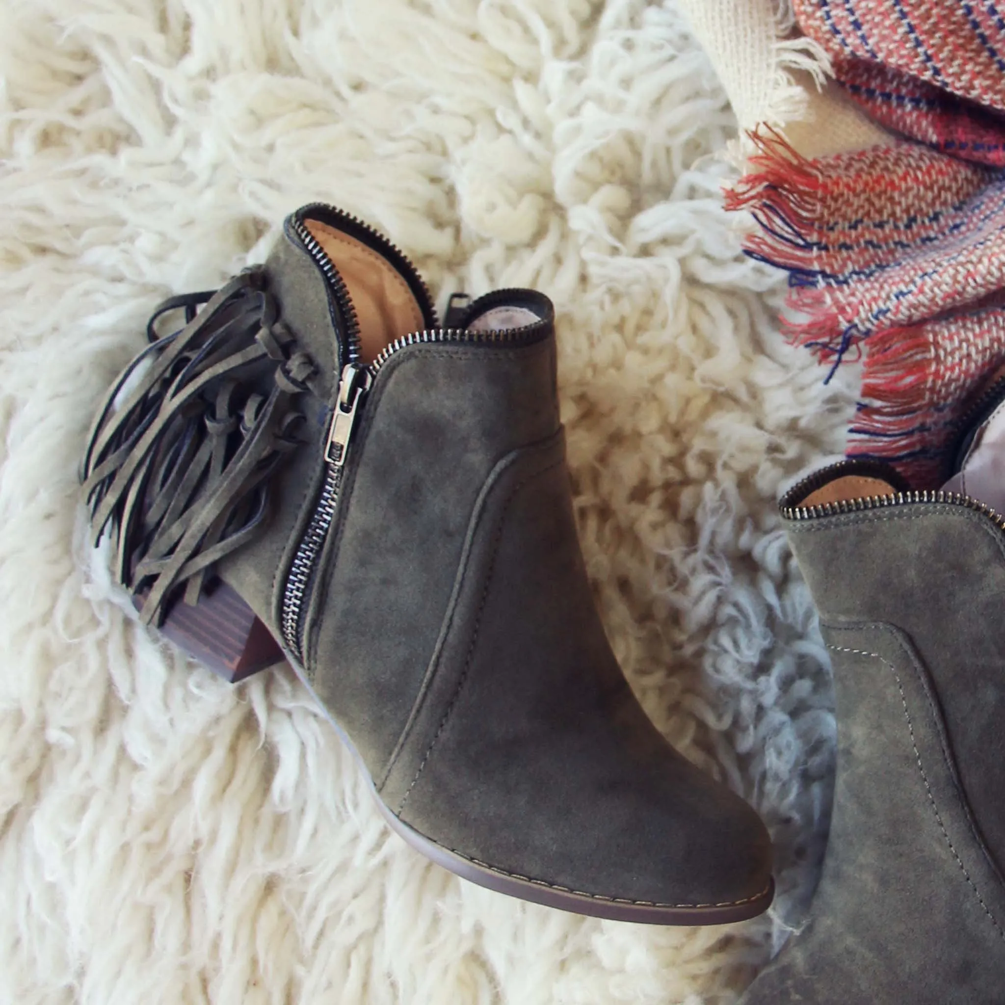 Wild Olive Fringe Booties