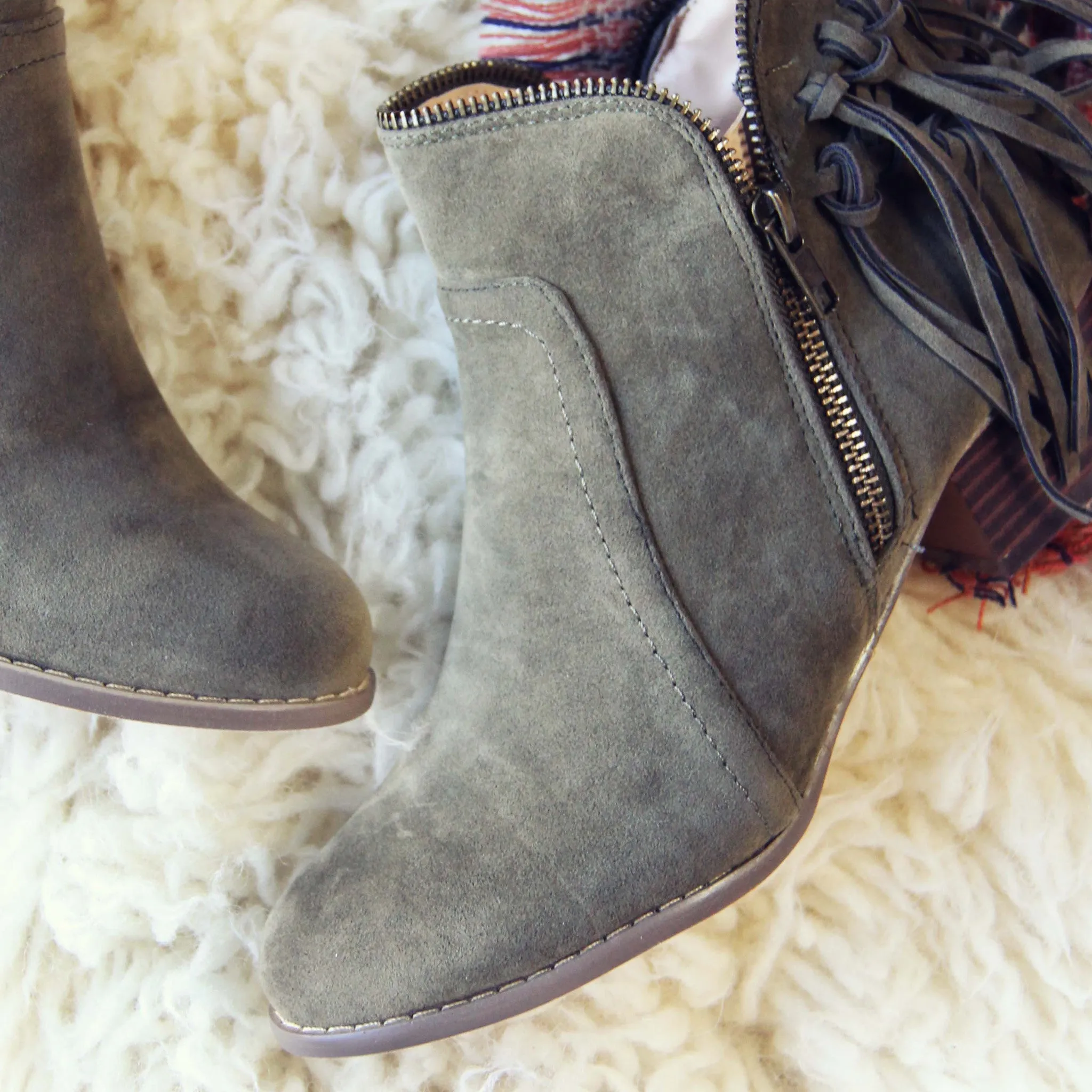 Wild Olive Fringe Booties