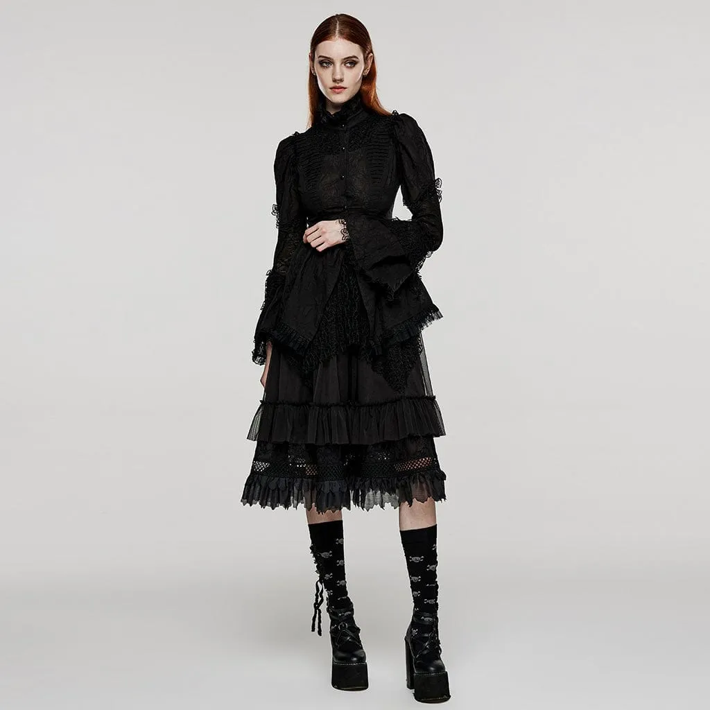 Women's Gothic Stand Collar Layered Coat