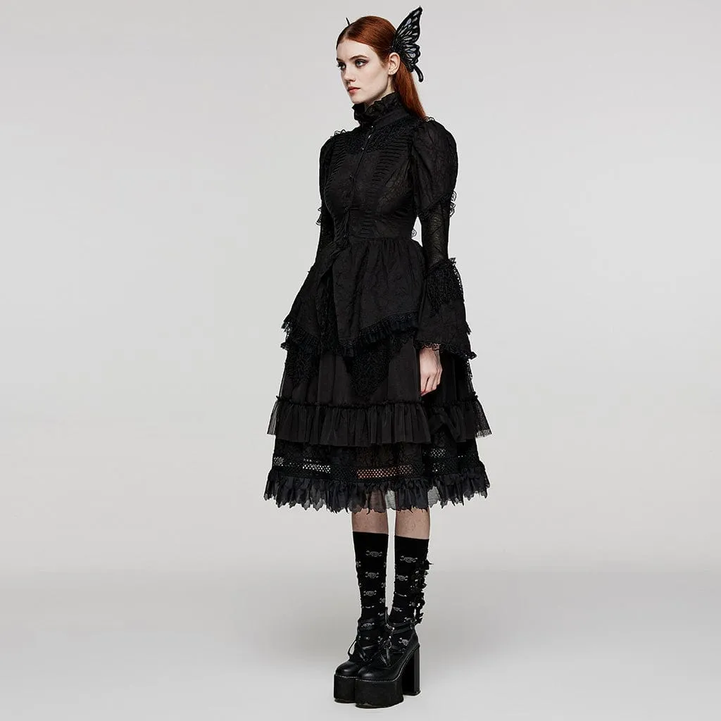 Women's Gothic Stand Collar Layered Coat