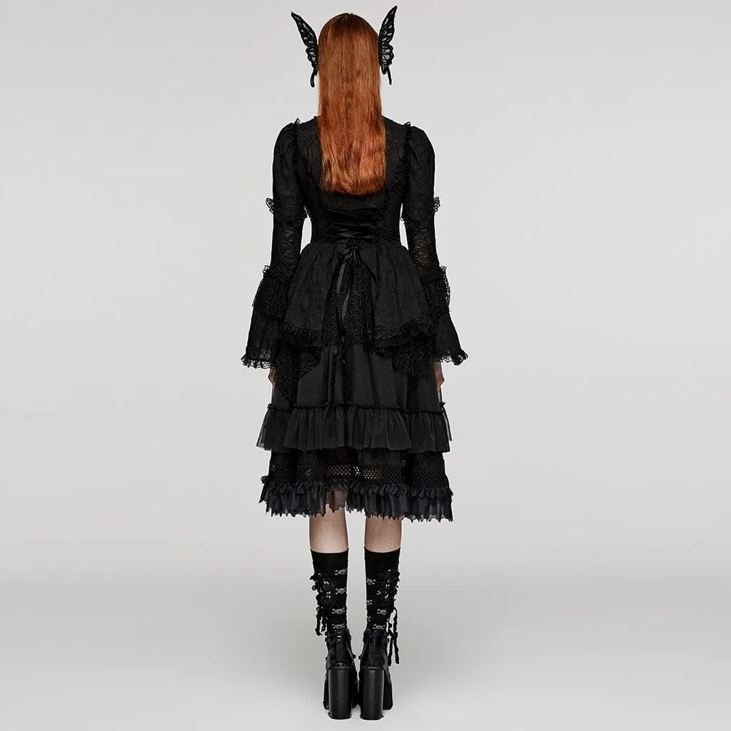 Women's Gothic Stand Collar Layered Coat