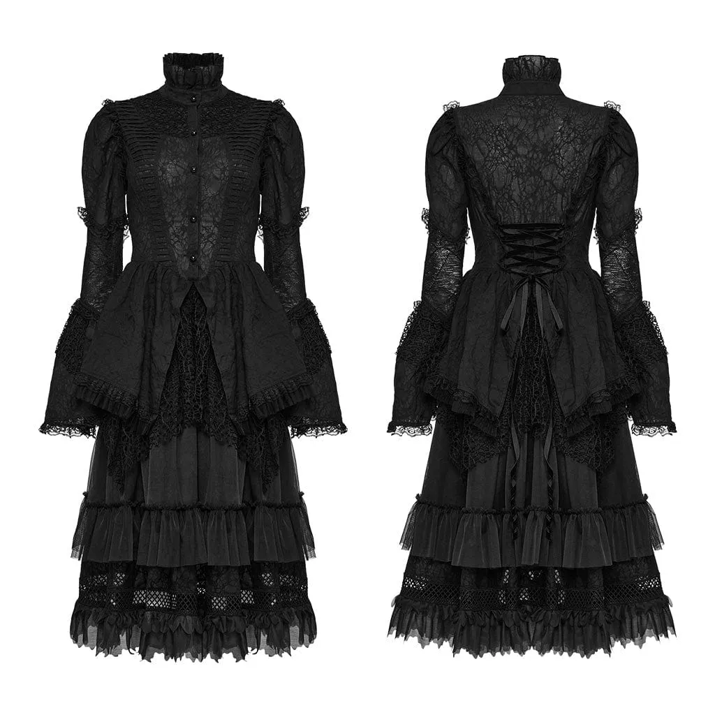 Women's Gothic Stand Collar Layered Coat