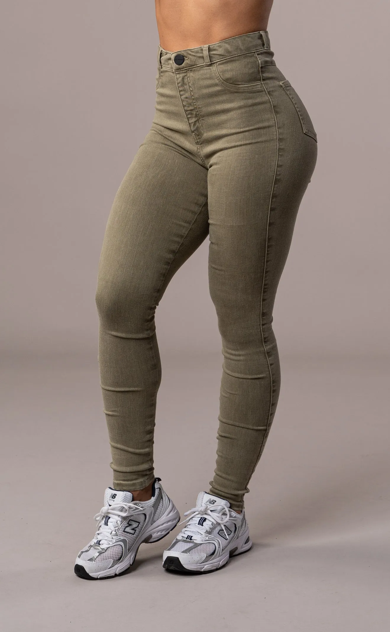 Womens Pastel Fitjeans - Khaki