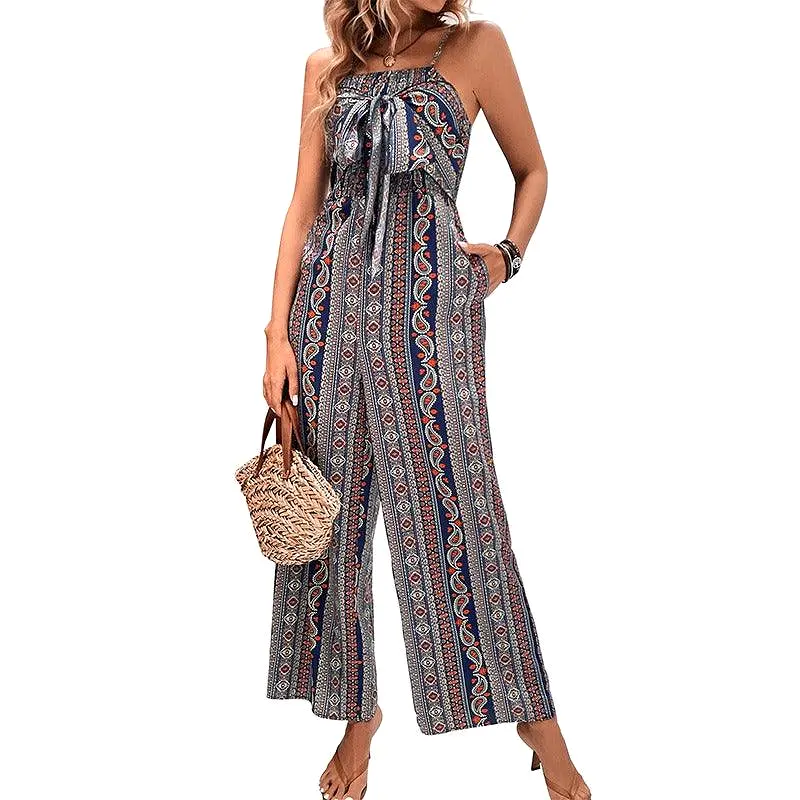 Wrap Around Python Print Wide Leg Jumpsuit