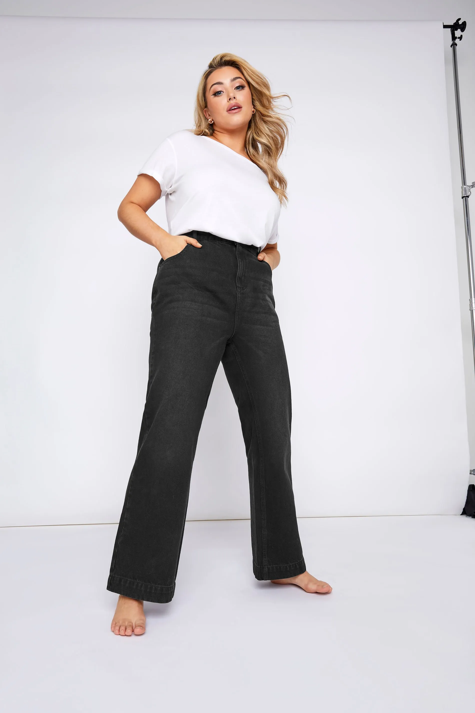 YOURS Curve Black Wide Leg Jeans